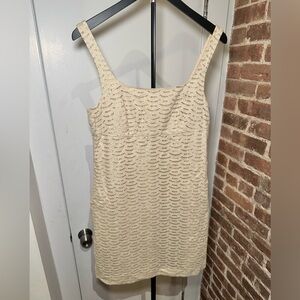 J. Crew Collection Cream Cotton Eyelet Shift Dress with Soft Metallic Lining